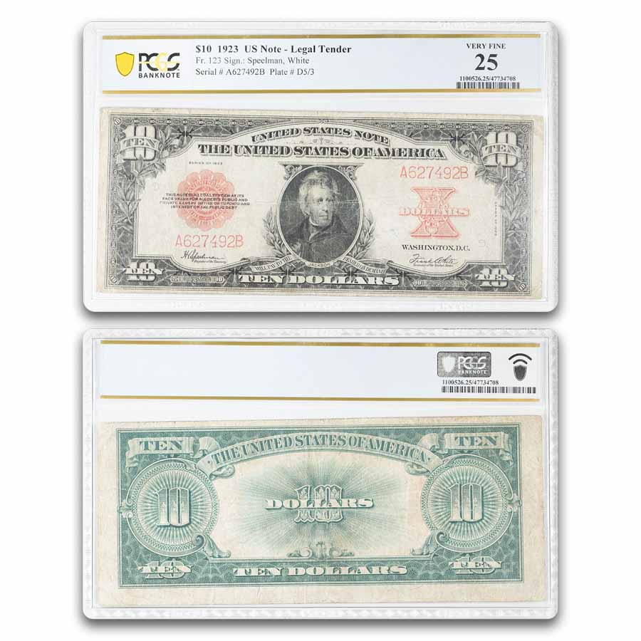 1923 $10 U.S. Note Red Seal VF-25 PCGS (Fr#123) Poker Chip | eBay